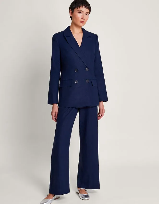 Women Mabel DoubleBreasted Jacket Blue Monsoon Linen