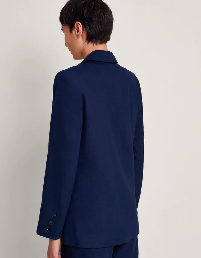 Women Mabel DoubleBreasted Jacket Blue Monsoon Linen