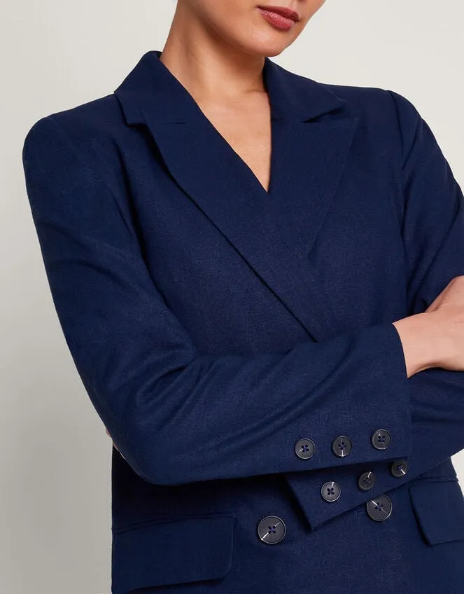 Women Mabel DoubleBreasted Jacket Blue Monsoon Linen