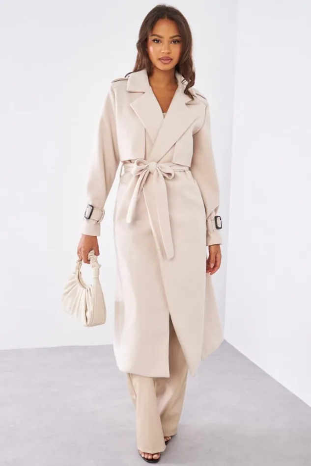 Women Manteau Beige Ceintur Beige Brentiny Paris Coats