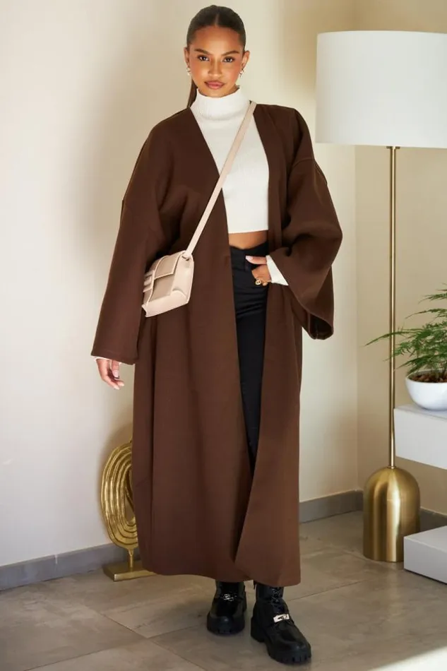 Women Manteau Marron Manches Amples Brown Brentiny Paris Coats