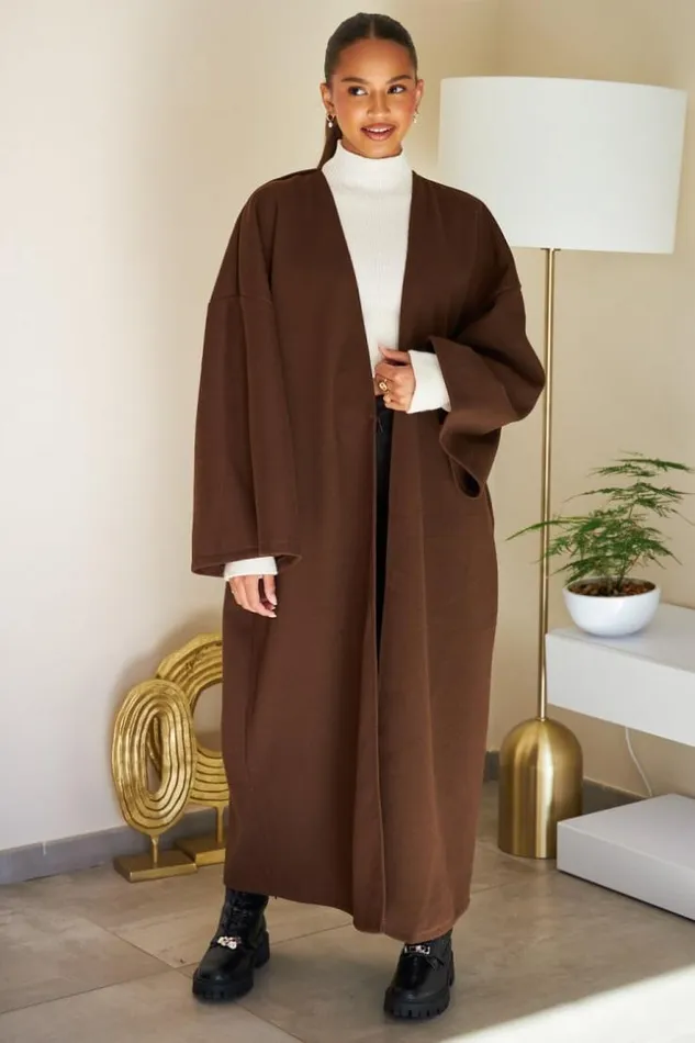 Women Manteau Marron Manches Amples Brown Brentiny Paris Coats