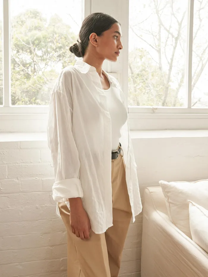 Women Matteau 8211 Embroidered Oversized Shirt In White The UNDONE Tops