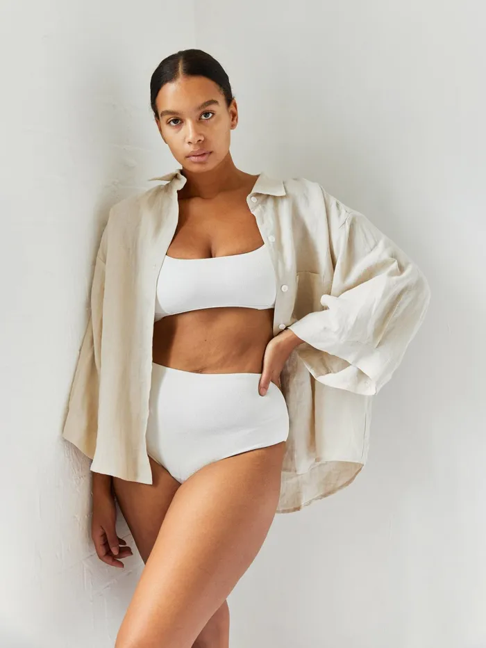 Women Matteau 8211 Nineties Crop Top In White The UNDONE Swimwear