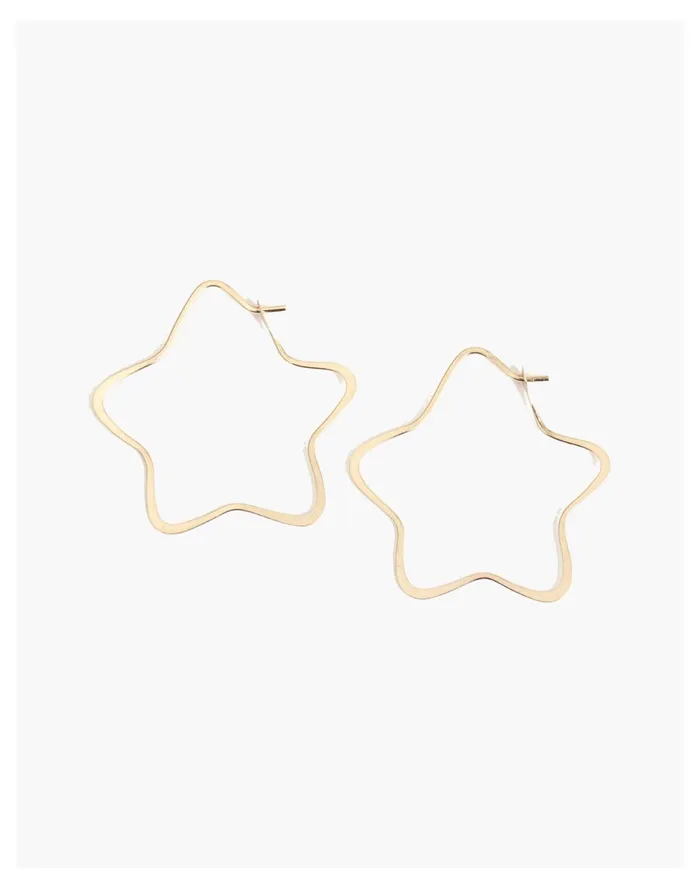Women Melissa Joy Manning 14k Gold 1034 Star Hoops Gold Madewell Earrings