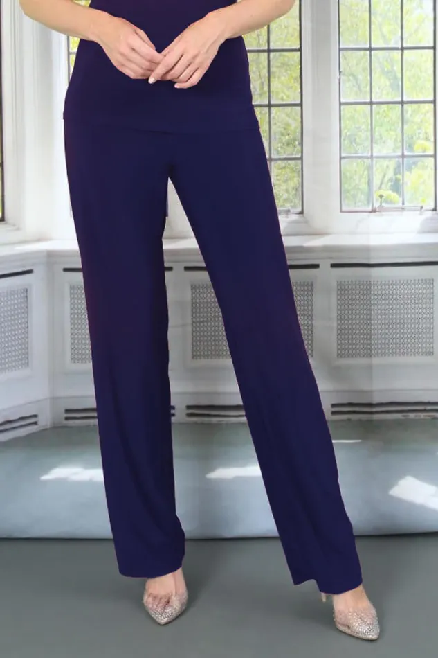Women Midnight Blue Julianna Jersey Stretch Wide Leg Trouser Roman Trousers