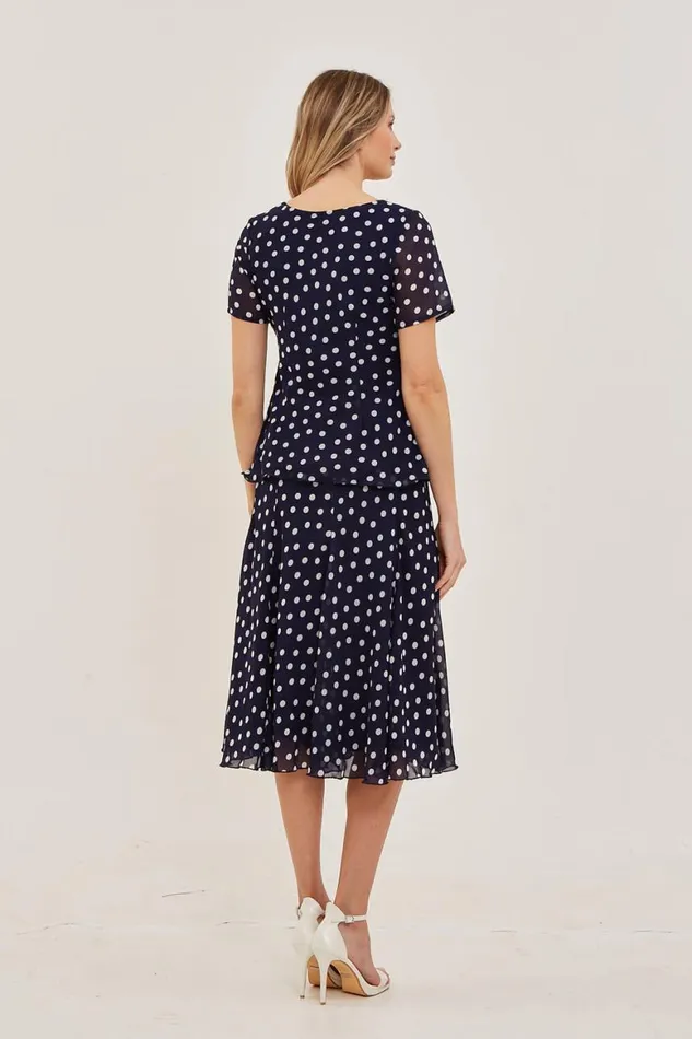 Women Midnight Blue Julianna Spot Print Chiffon Top Roman Tops