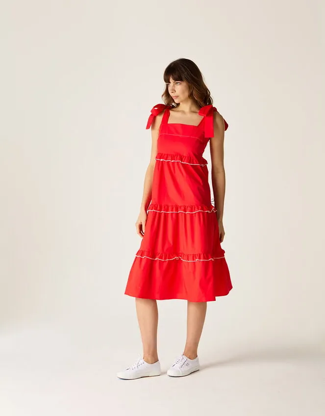 Women Mirla Beane Tiered Midi Dress Red Monsoon Dresses
