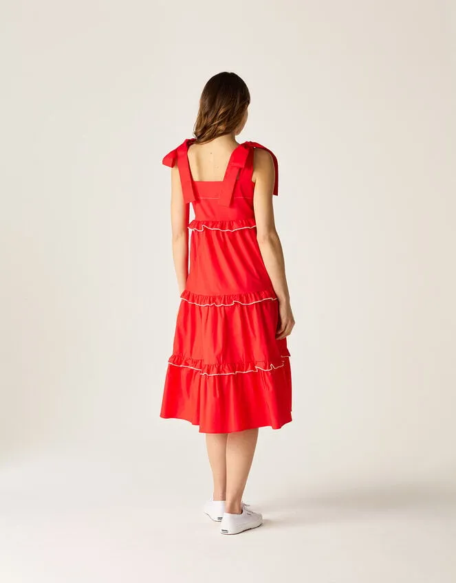 Women Mirla Beane Tiered Midi Dress Red Monsoon Dresses