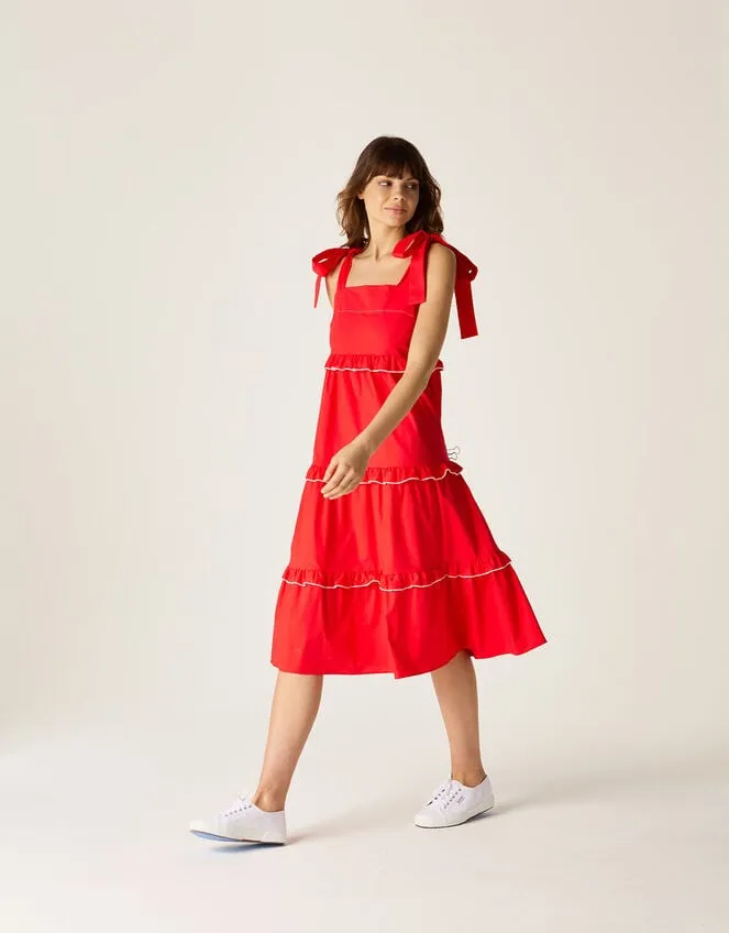 Women Mirla Beane Tiered Midi Dress Red Monsoon Dresses