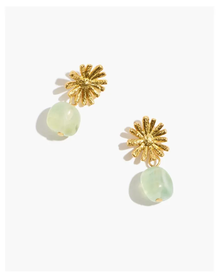 Women Mojave Daisy Jade Drop Earrings Vintage Gold Madewell Earrings
