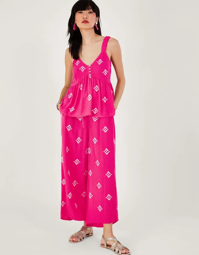 Women Motif Embroidered Cami In Lenzing Ecovero Pink Monsoon Tops and Blouses