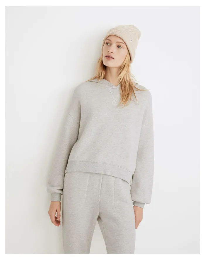 Women MWL Airyterry Hoodie Sweatshirt Hthr Lt Grey Madewell Sweatshirts and Sweatpants