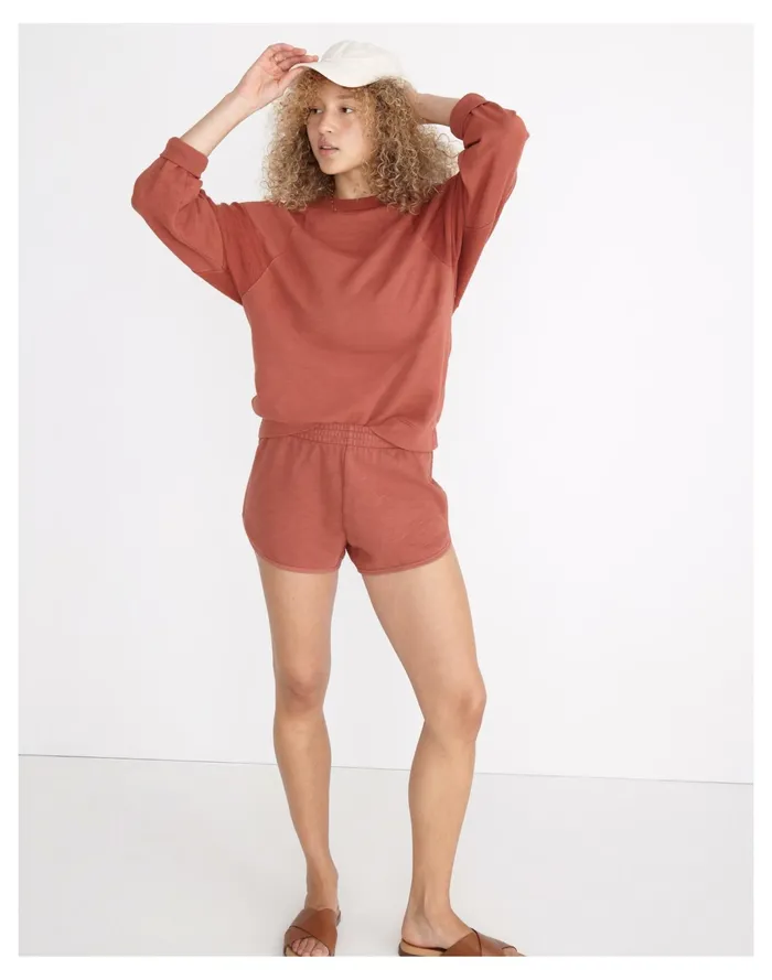Women MWL Curved Hem Sweatshorts Weathered Brick Madewell MWL Athleisure