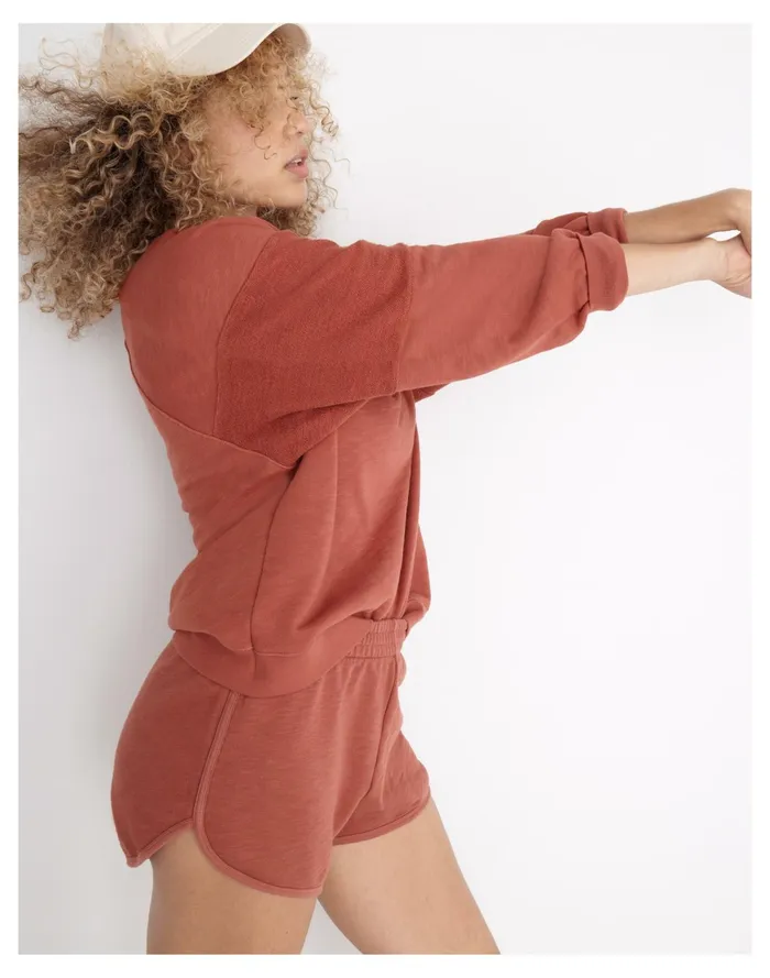 Women MWL Curved Hem Sweatshorts Weathered Brick Madewell MWL Athleisure Women MWL Curved Hem Sweatshorts Weathered Brick Madewell MWL Athleisure