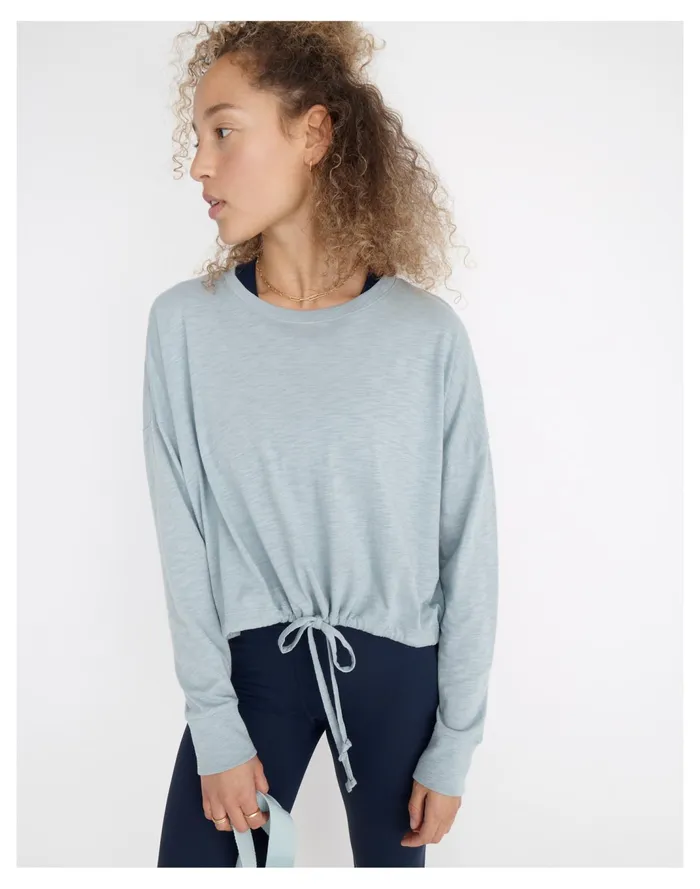 Women MWL Drawstring Tee Blue Horizon Madewell Activewear