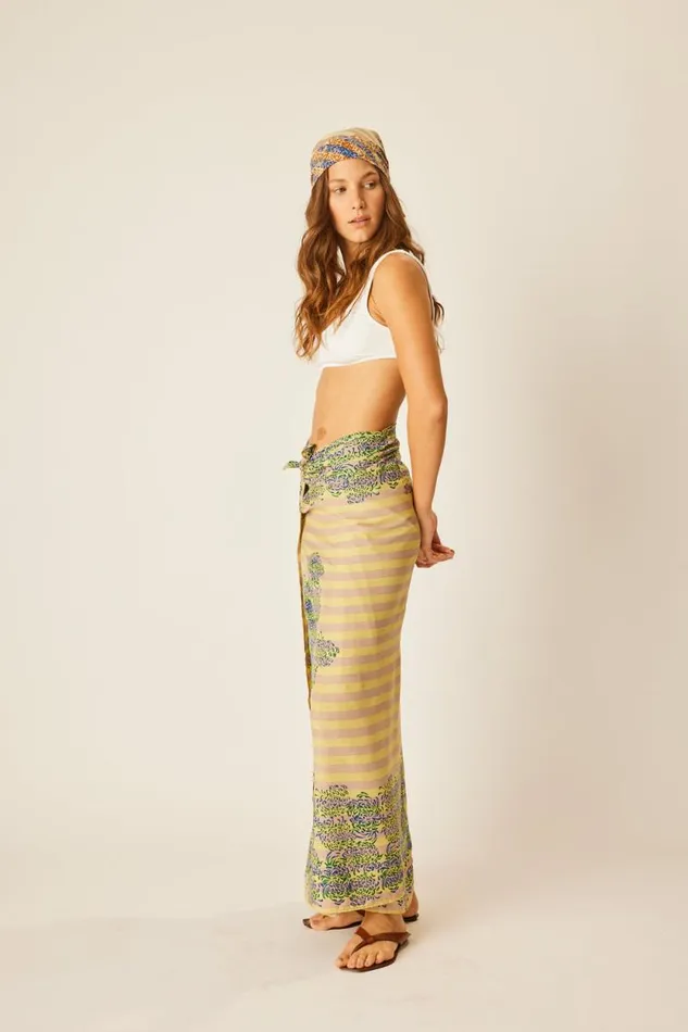 Women Natalie Martin Bottoms Sarong Batik Chrysanthemum Bluegreen
