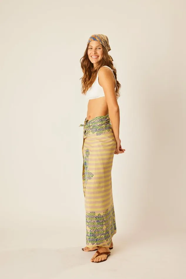 Women Natalie Martin Bottoms Sarong Batik Chrysanthemum Bluegreen