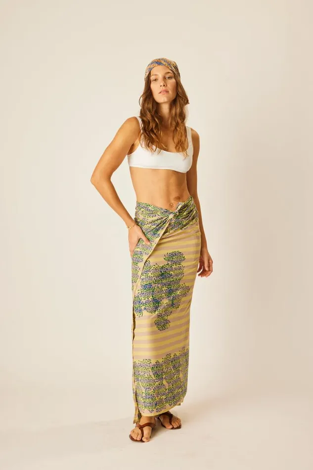 Women Natalie Martin Bottoms Sarong Batik Chrysanthemum Bluegreen