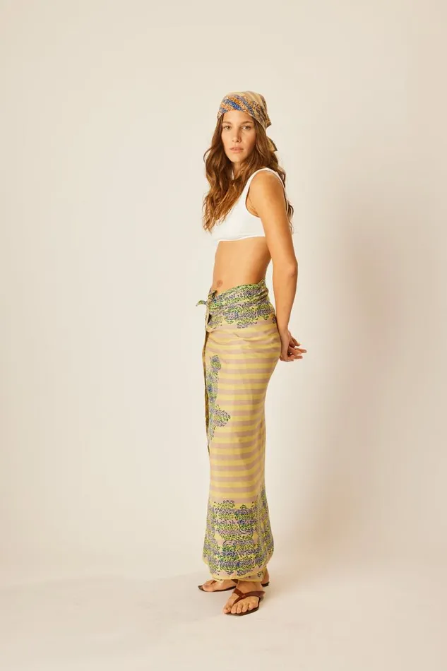 Women Natalie Martin Bottoms Sarong Batik Chrysanthemum Bluegreen