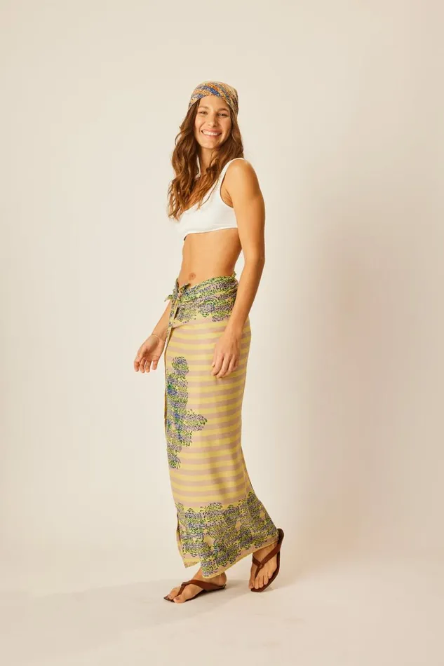 Women Natalie Martin Bottoms Sarong Batik Chrysanthemum Bluegreen