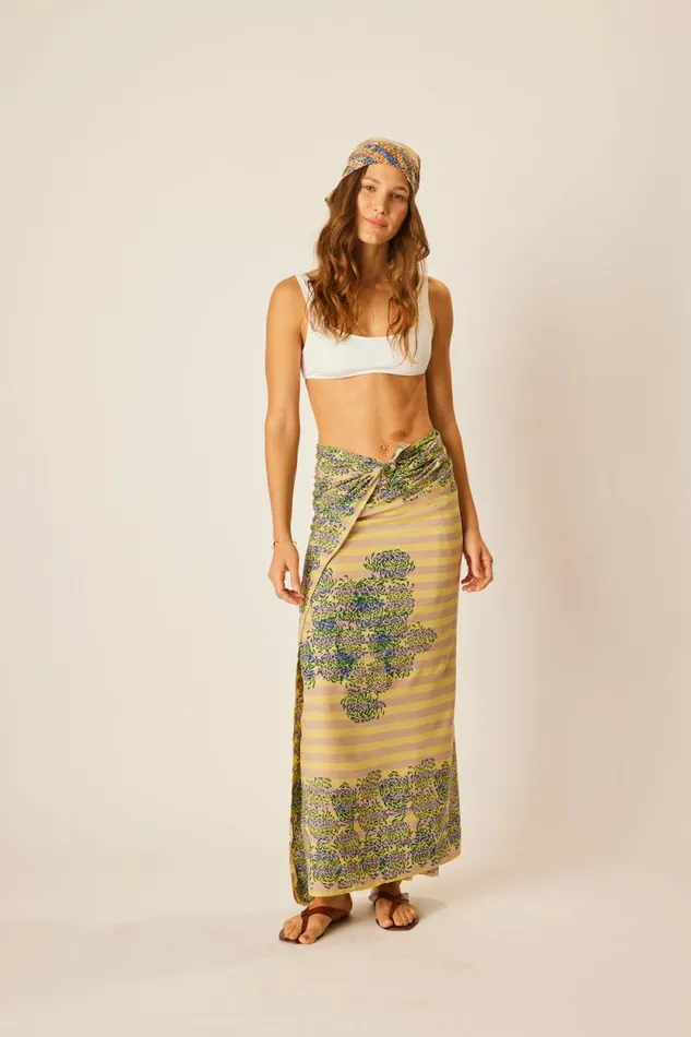Women Natalie Martin Bottoms Sarong Batik Chrysanthemum Bluegreen
