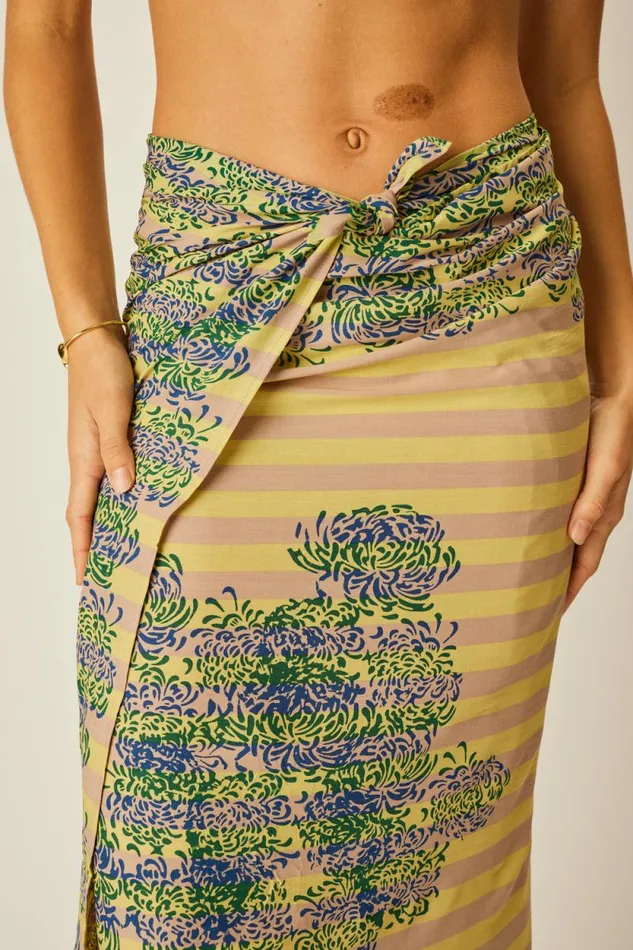 Women Natalie Martin Bottoms Sarong Batik Chrysanthemum Bluegreen