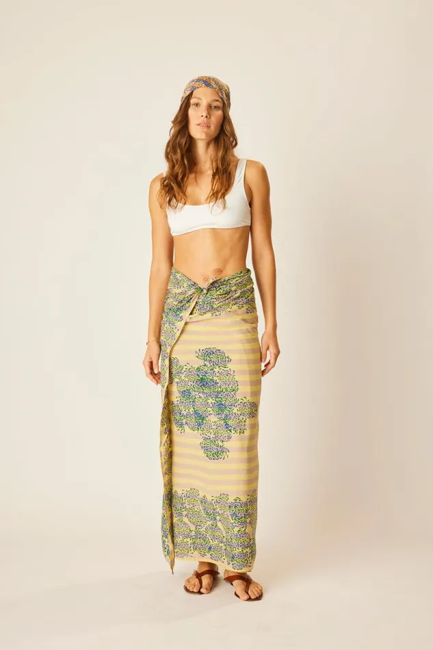 Women Natalie Martin Bottoms Sarong Batik Chrysanthemum Bluegreen
