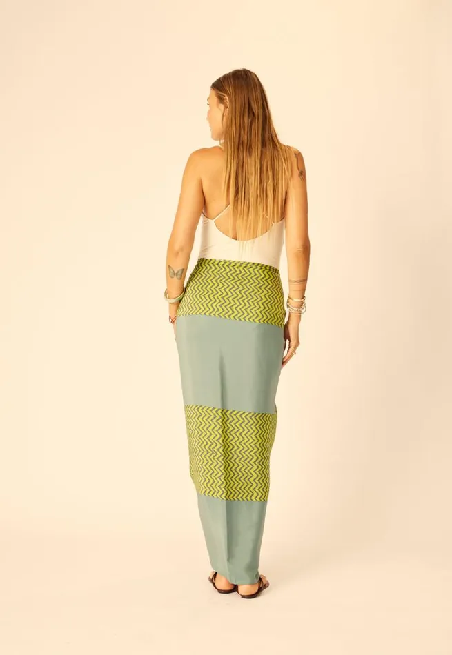 Women Natalie Martin Bottoms SarongScarf Block Zigzag Lime