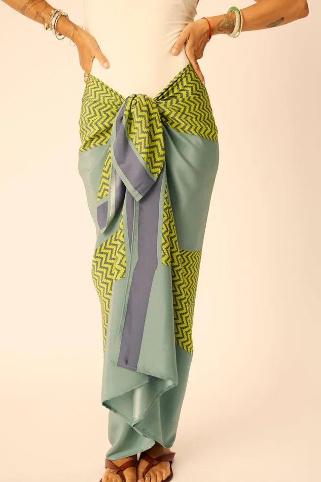 Women Natalie Martin Bottoms SarongScarf Block Zigzag Lime