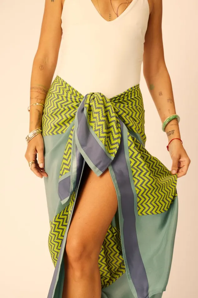 Women Natalie Martin Bottoms SarongScarf Block Zigzag Lime