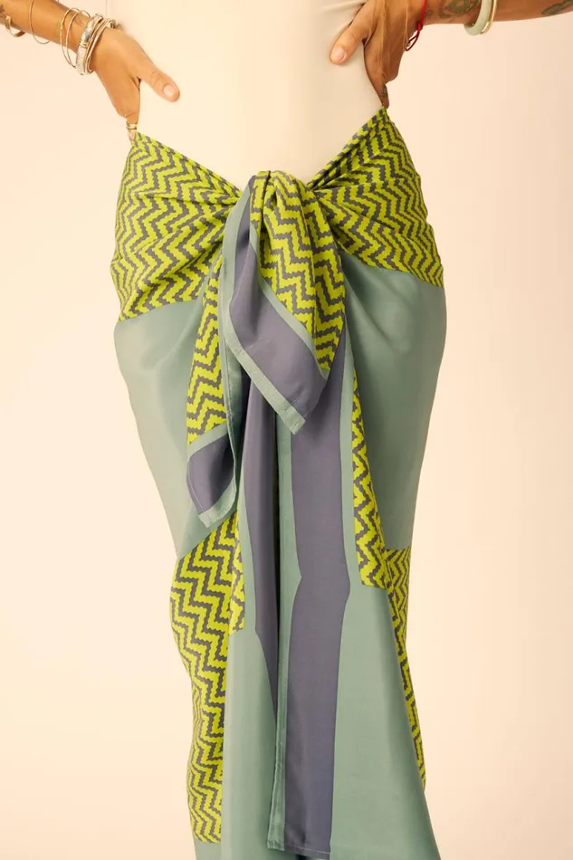 Women Natalie Martin Bottoms SarongScarf Block Zigzag Lime