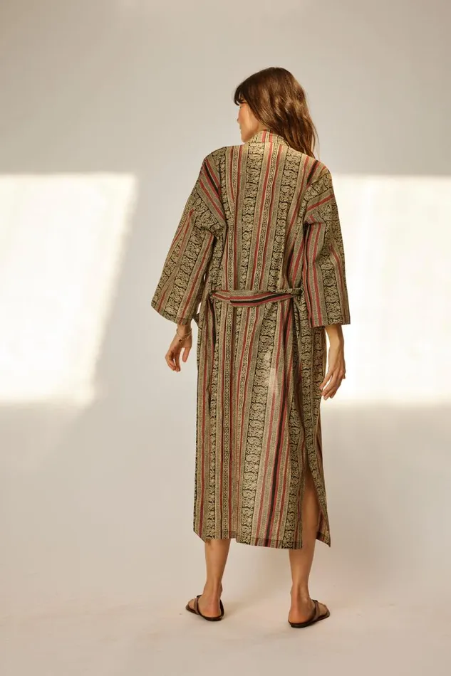 Women Natalie Martin Coverups Diane Smoking Jacket Paisley Stripe Black