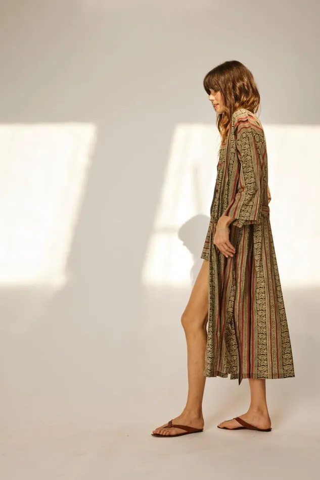 Women Natalie Martin Coverups Diane Smoking Jacket Paisley Stripe Black