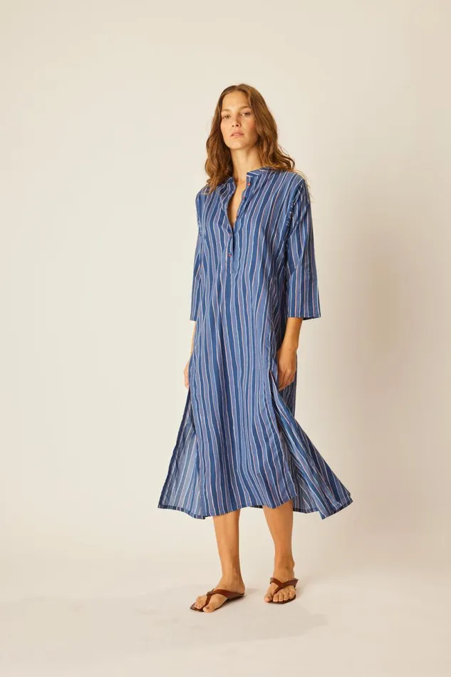 Women Natalie Martin Coverups Isobel Dress Batik Stripe Navy