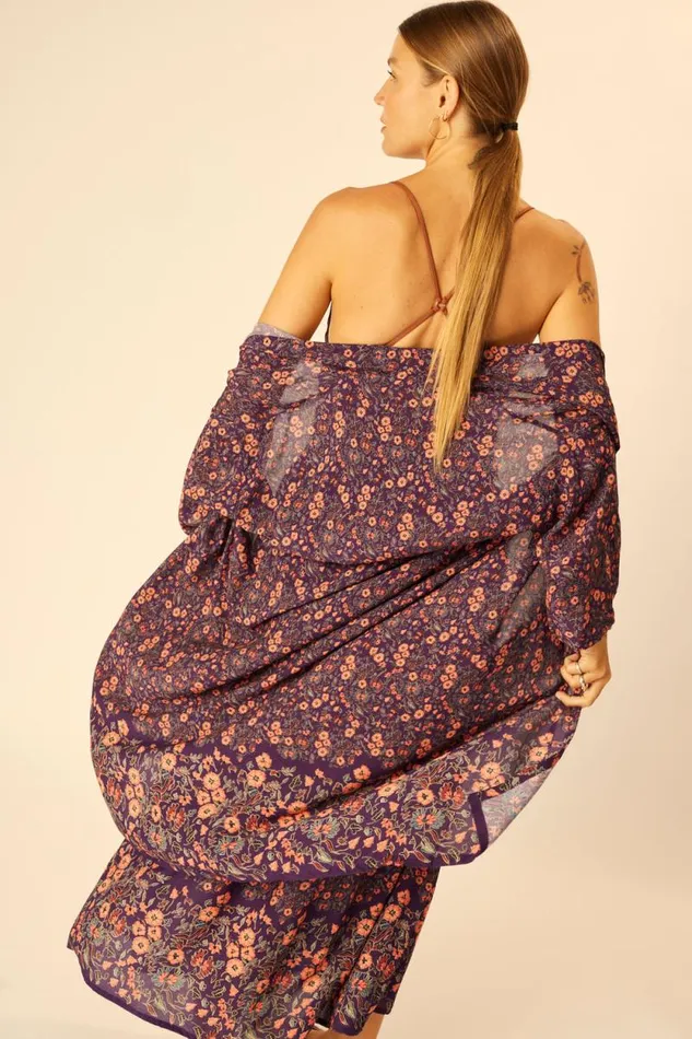 Women Natalie Martin Coverups Lennon Kimono Petite Fleur Aubergine