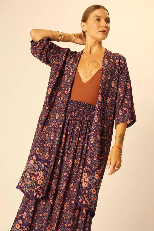 Women Natalie Martin Coverups Lennon Kimono Petite Fleur Aubergine