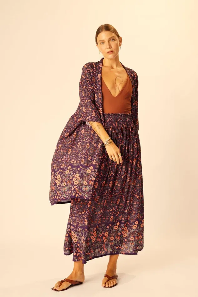 Women Natalie Martin Coverups Lennon Kimono Petite Fleur Aubergine