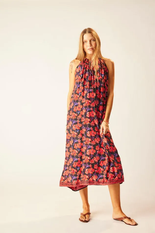 Women Natalie Martin Coverups Marlien Dress Silk Watercolor Onyx