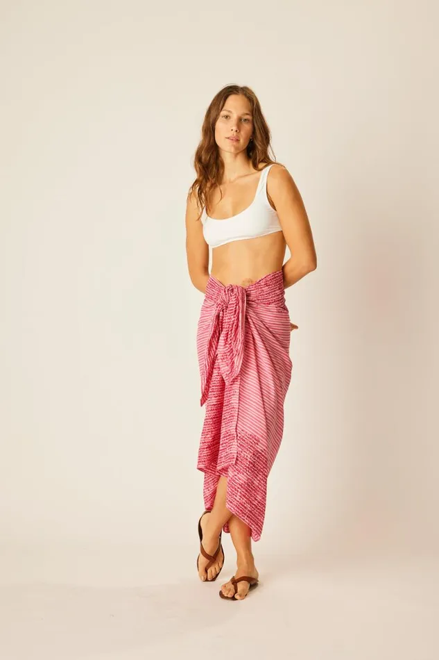 Women Natalie Martin Coverups Sarong Batik Chrysanthemum Fuchsia