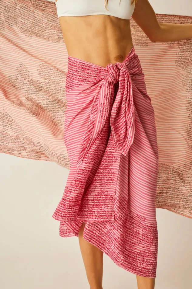 Women Natalie Martin Coverups Sarong Batik Chrysanthemum Fuchsia
