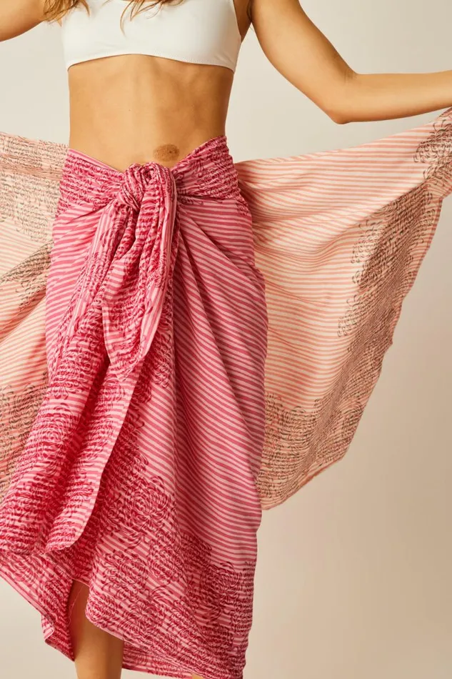 Women Natalie Martin Coverups Sarong Batik Chrysanthemum Fuchsia