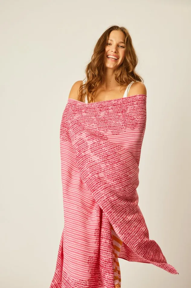 Women Natalie Martin Coverups Sarong Batik Chrysanthemum Fuchsia