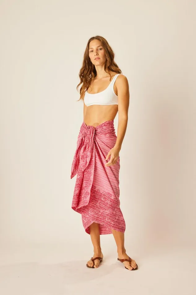 Women Natalie Martin Coverups Sarong Batik Chrysanthemum Fuchsia