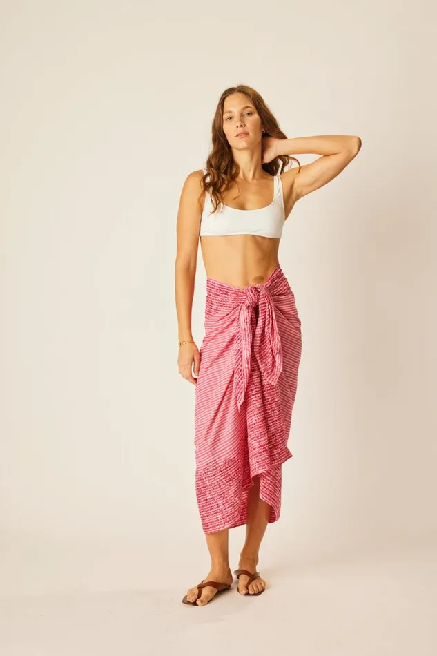 Women Natalie Martin Coverups Sarong Batik Chrysanthemum Fuchsia