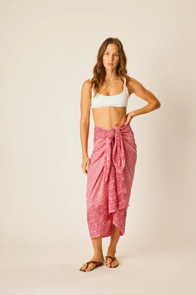 Women Natalie Martin Coverups Sarong Batik Chrysanthemum Fuchsia