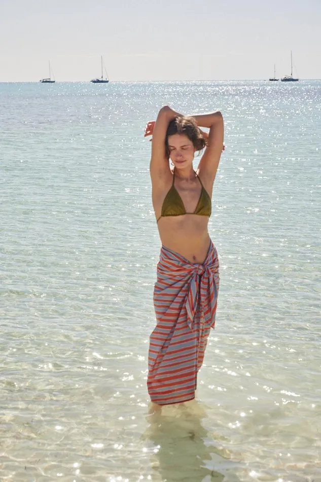Women Natalie Martin Coverups Sarong Batik Stripe Sage