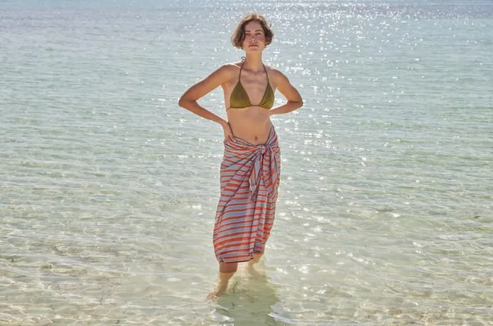 Women Natalie Martin Coverups Sarong Batik Stripe Sage