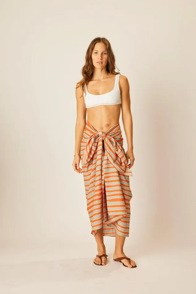 Women Natalie Martin Coverups Sarong Batik Stripe Sage