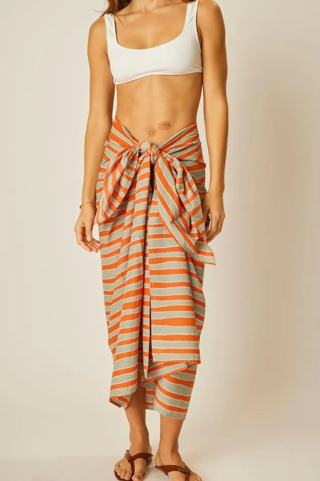 Women Natalie Martin Coverups Sarong Batik Stripe Sage